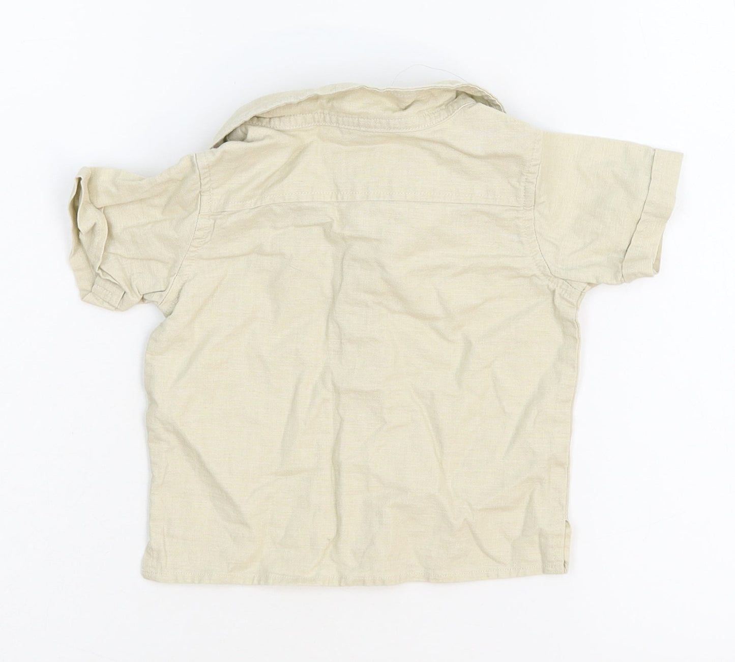 M&Co Boys Beige   Basic Dress Shirt Size 6-9 Months