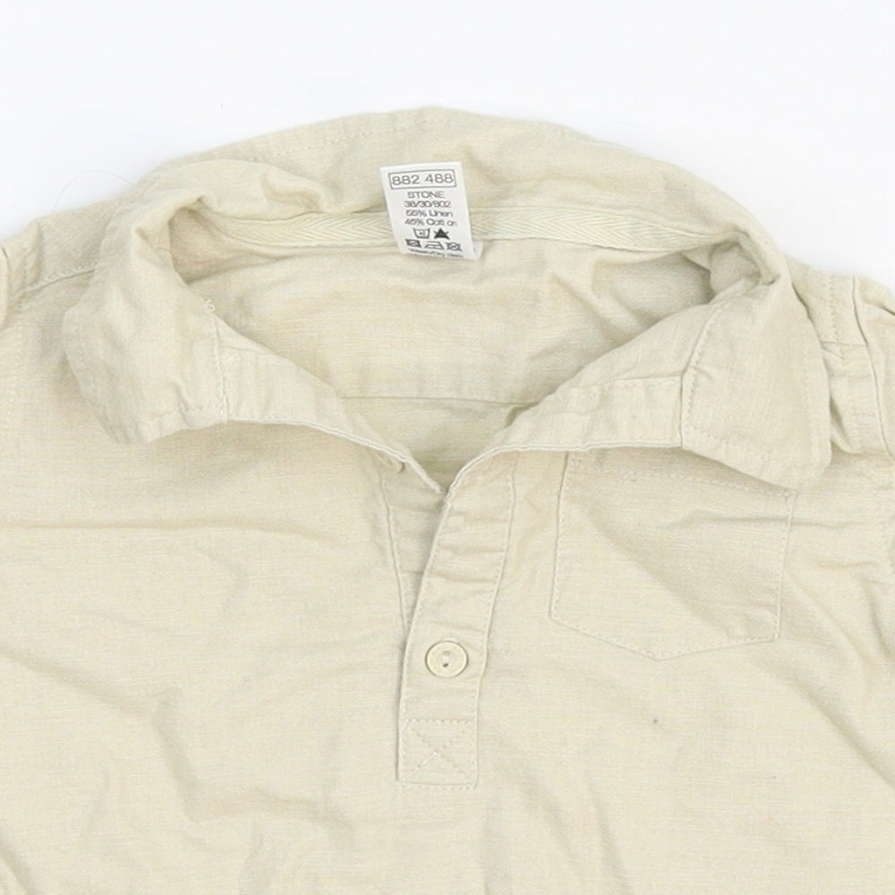 M&Co Boys Beige   Basic Dress Shirt Size 6-9 Months
