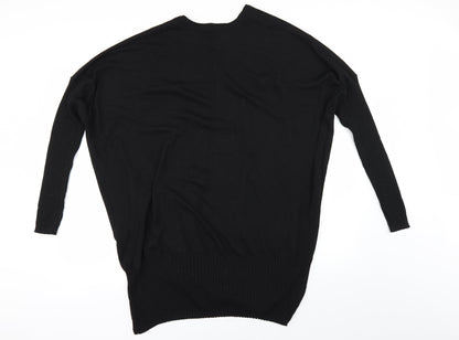 Back view of ASOS` women’s black cape jumper, size UK 14