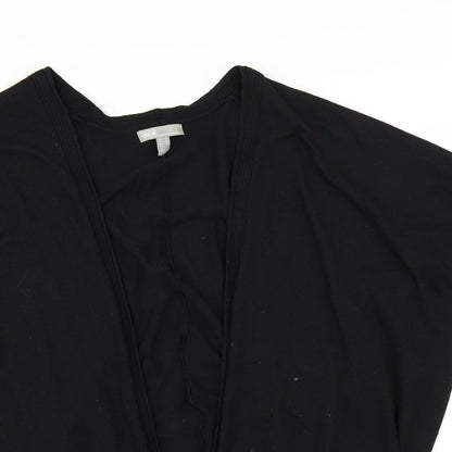 Close-up detail of ASOS` women’s black cape jumper, size UK 14