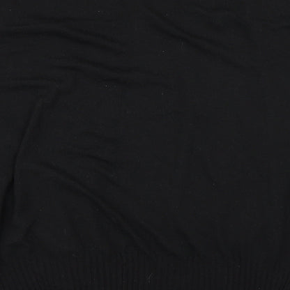 Brand and care label for ASOS` women’s black cape jumper, size UK 14