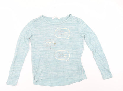 Preloved H&M Girls Green   Pullover Jumper Size 11-12 Years - Front