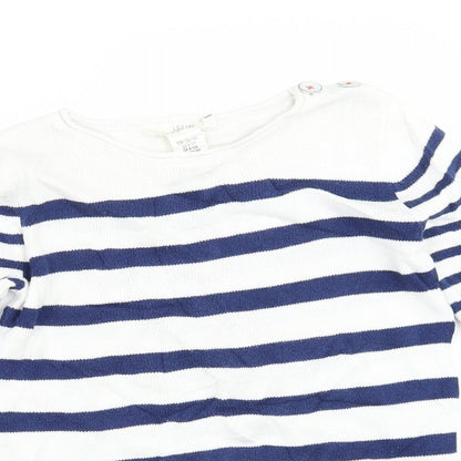 Preloved H&M Girls White Striped  Pullover Jumper Size 9-10 Years - Detail