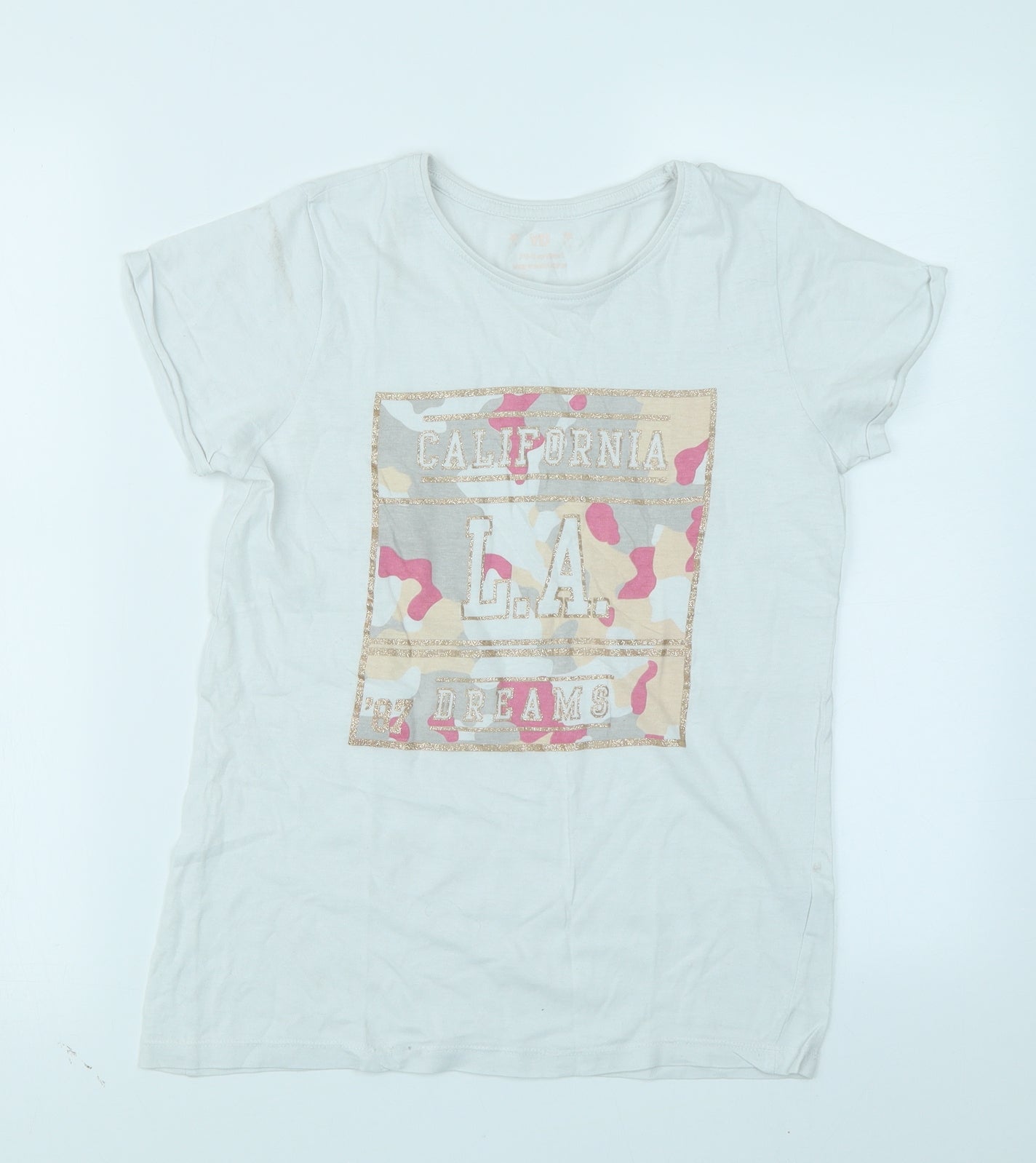 YD Girls White   Basic T-Shirt Size 12-13 Years