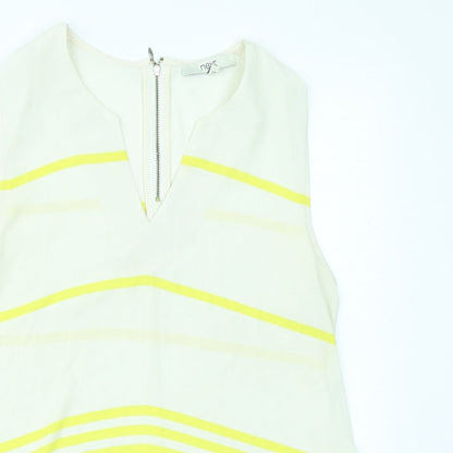 Next Womens Yellow Striped  Basic Blouse Size 14