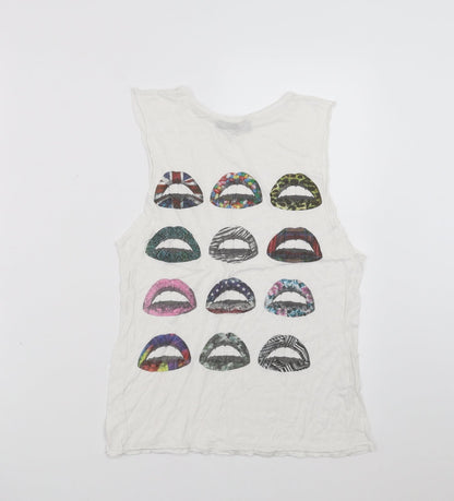 Preloved Primark Womens White   Basic Tank Size 6  - mouth - Front