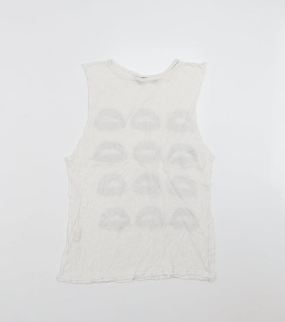 Preloved Primark Womens White   Basic Tank Size 6  - mouth - Back