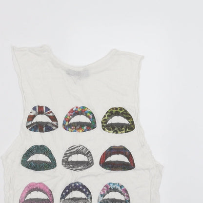 Preloved Primark Womens White   Basic Tank Size 6  - mouth - Detail
