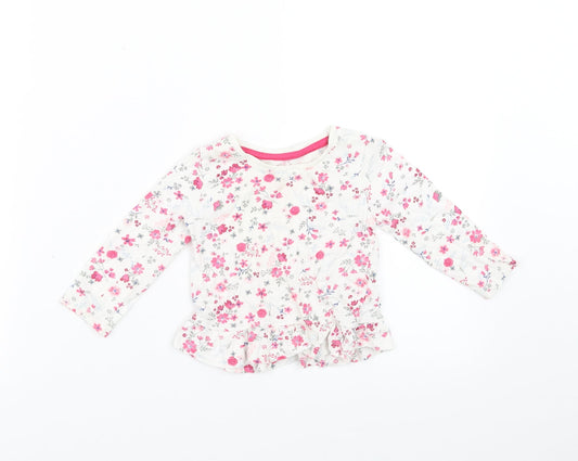 Primark Girls White Floral  Basic T-Shirt Size 9-12 Months