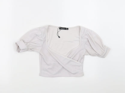 Preloved Boohoo Womens White   Cropped Blouse Size 6  - Off White - Front