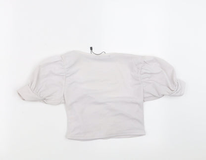 Preloved Boohoo Womens White   Cropped Blouse Size 6  - Off White - Back