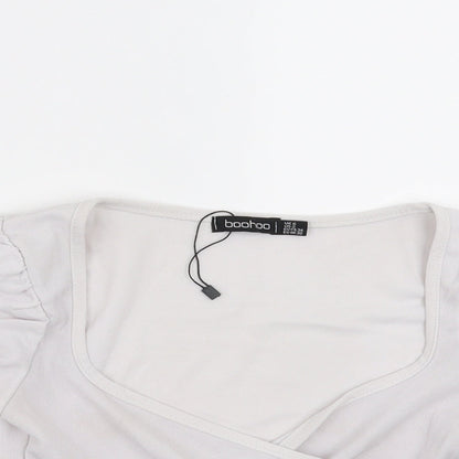 Preloved Boohoo Womens White   Cropped Blouse Size 6  - Off White - Detail