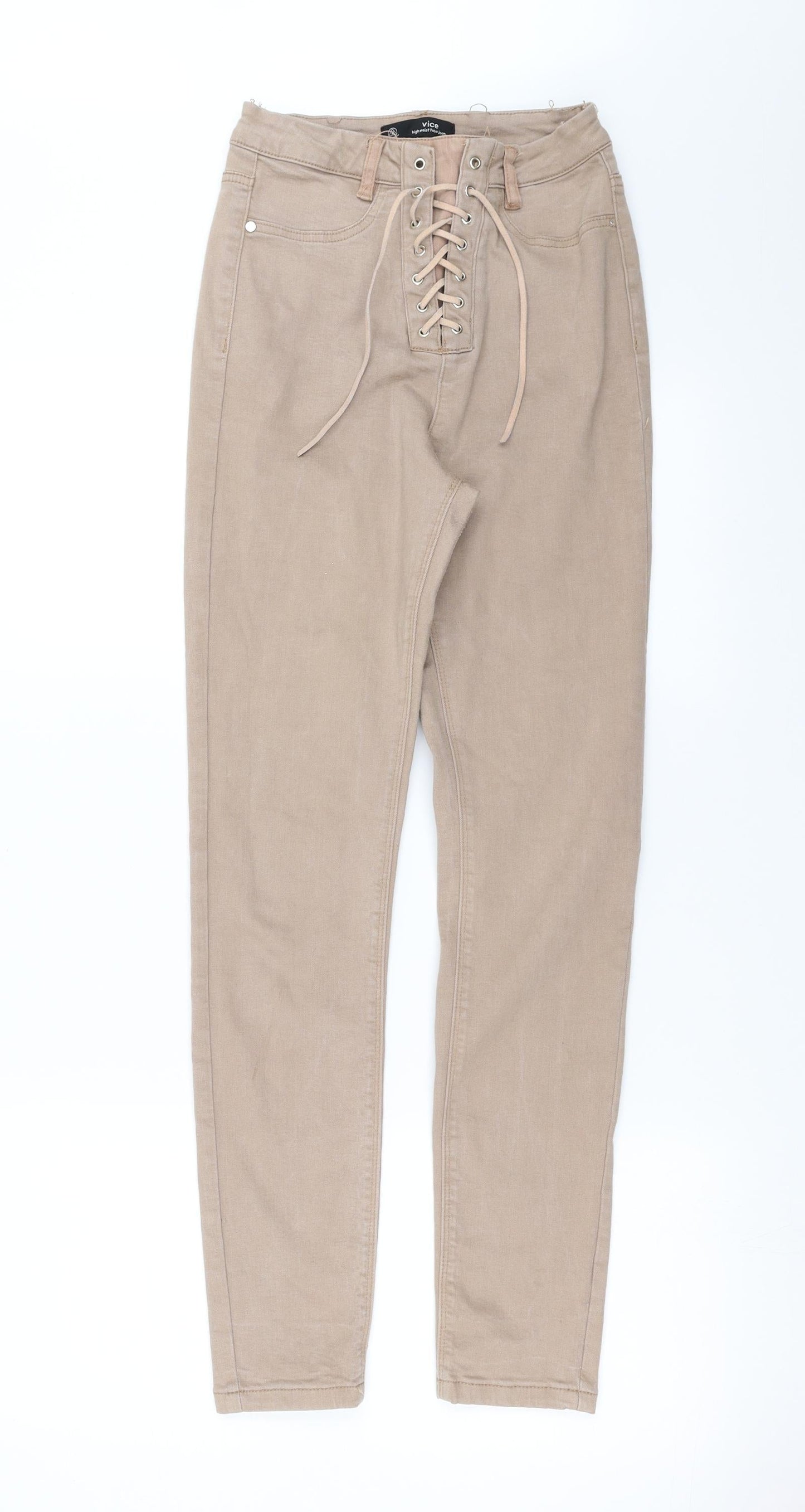 Vice Womens Beige  Denim Skinny Jeans Size 8 L28 in - lace up detail