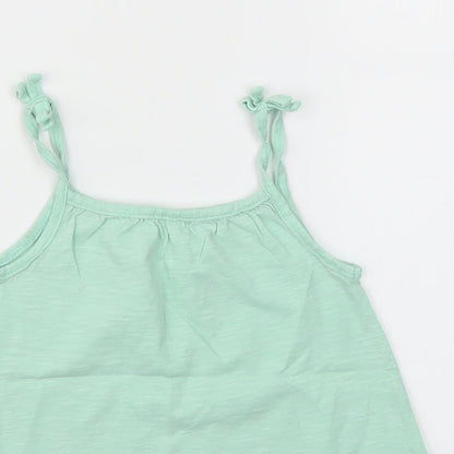 Close-up detail of George girls’ green basic t-shirt, size 3-4, years