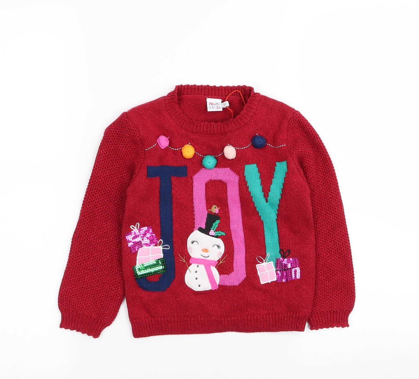 Mini Club Girls Red   Pullover Jumper Size 2-3 Years