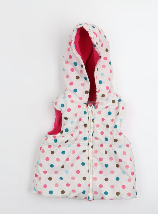 TU Girls White Polka Dot  Gilet Coat Size 0-3 Months