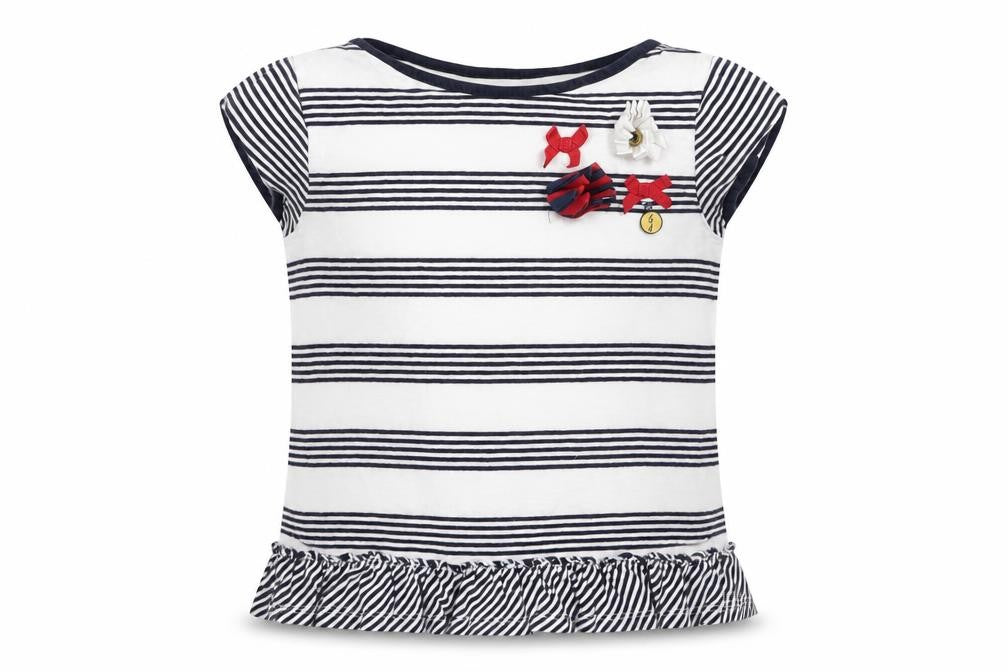 junior j Girls White Striped  Basic T-Shirt Size 3-4 Years