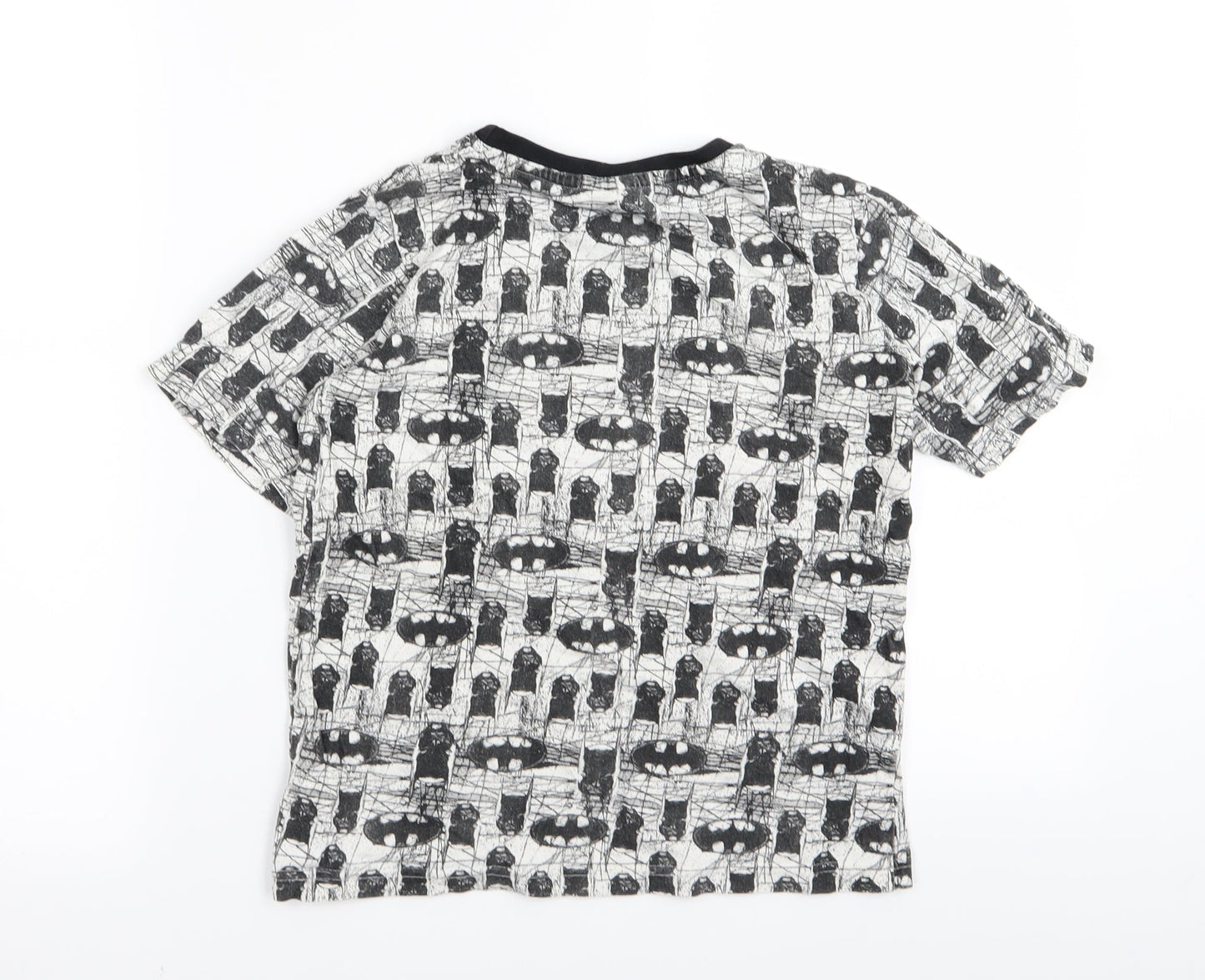 Batman Boys White Geometric  Basic T-Shirt Size 9-10 Years
