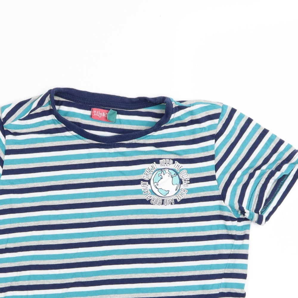 lily&dan Boys Multicoloured Striped  Basic T-Shirt Size 9-10 Years