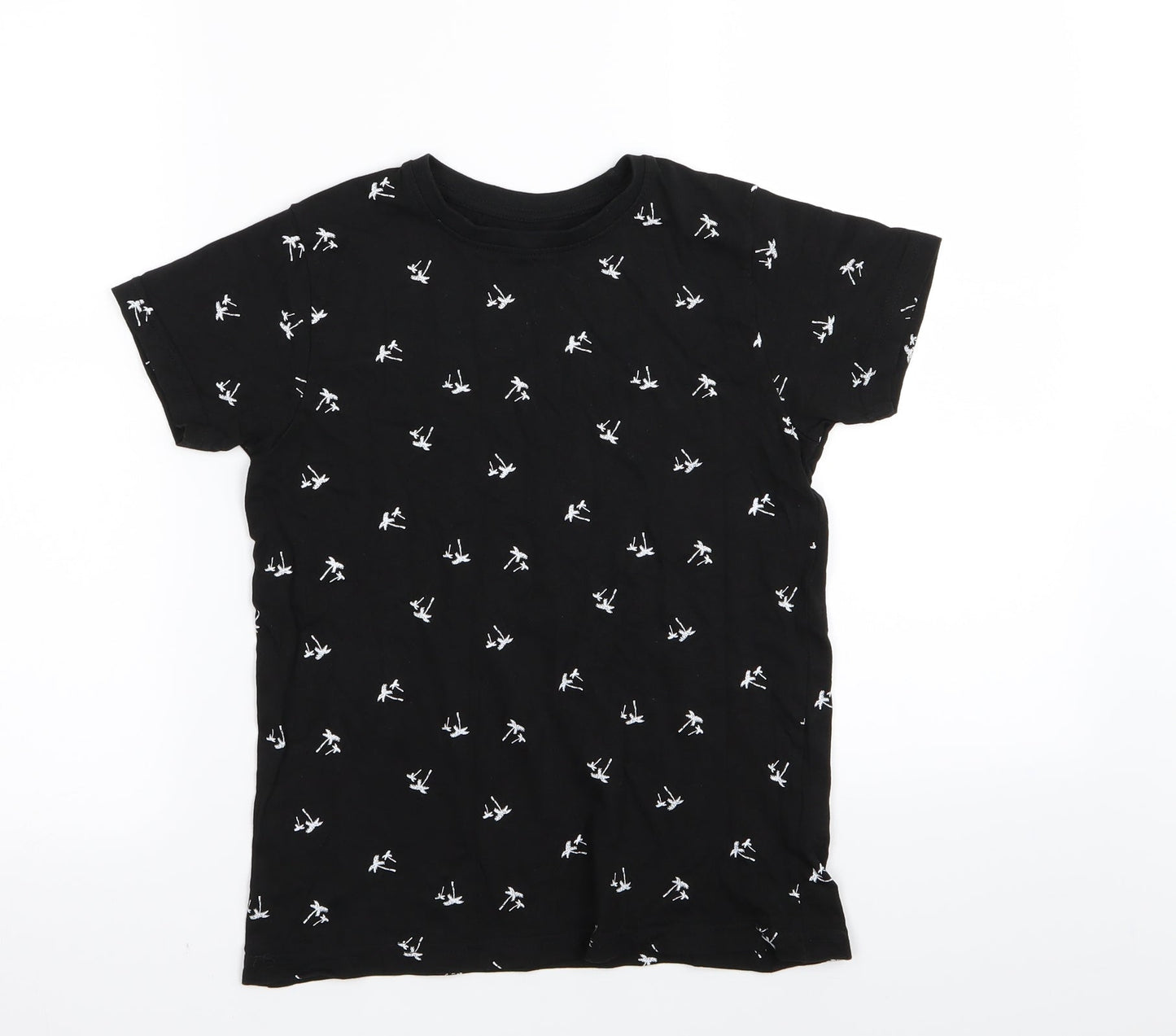 Primark Boys Black Floral  Basic T-Shirt Size 8-9 Years