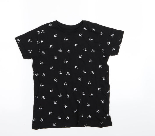 Primark Boys Black Floral  Basic T-Shirt Size 8-9 Years
