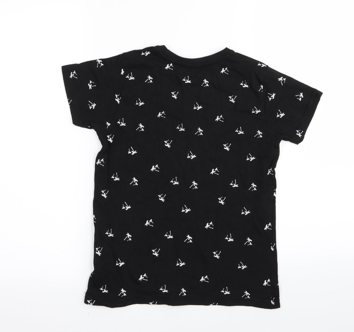 Primark Boys Black Floral  Basic T-Shirt Size 8-9 Years