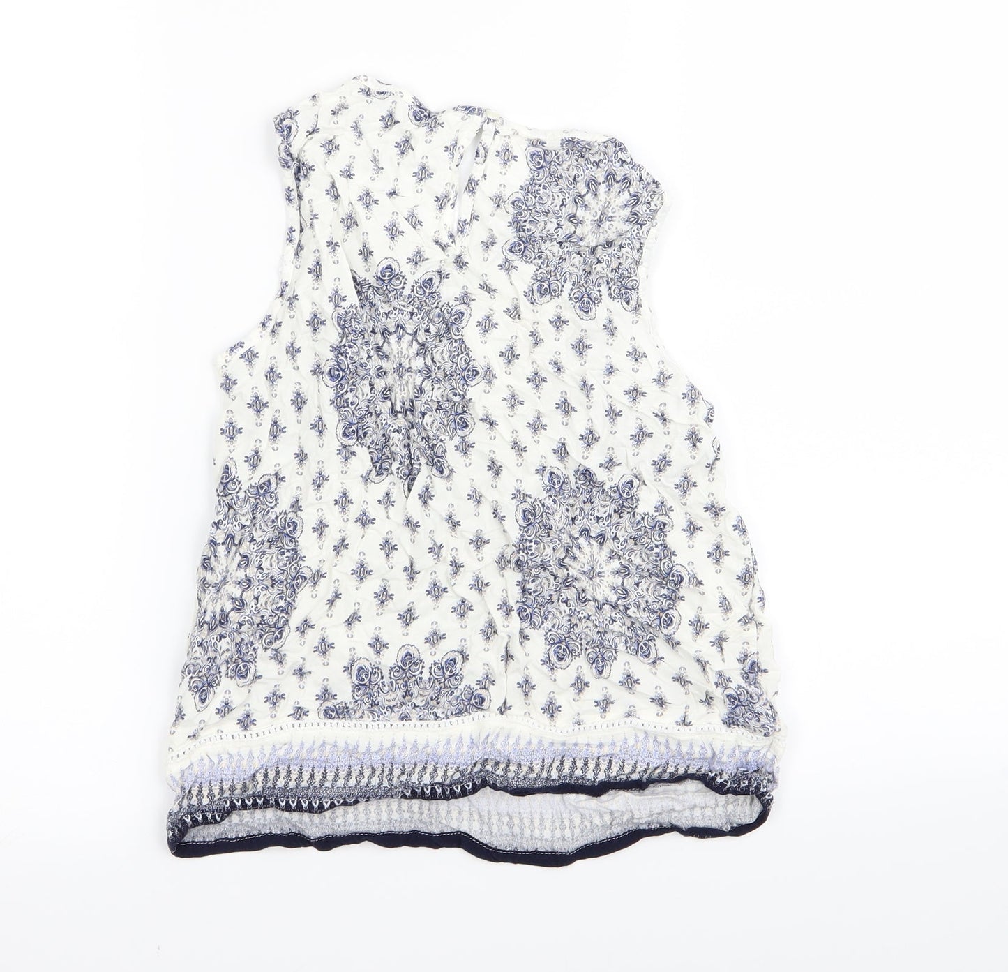 F&F Womens White Geometric  Basic Tank Size 6