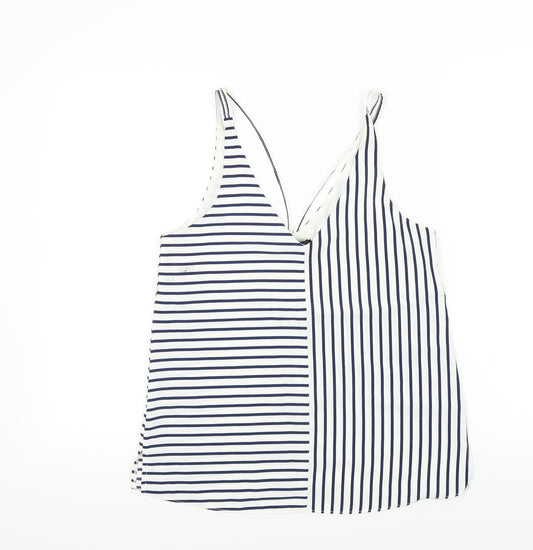 Topshop Womens Blue Striped  Basic T-Shirt Size 8