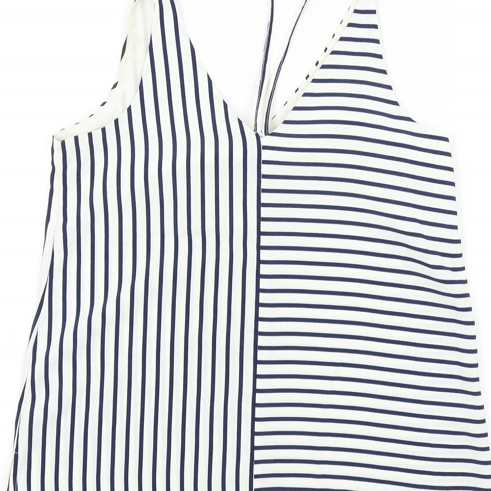 Topshop Womens Blue Striped  Basic T-Shirt Size 8