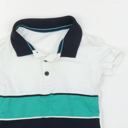 Close-up detail of Matalan boys’ white basic polo, size 12-18, months