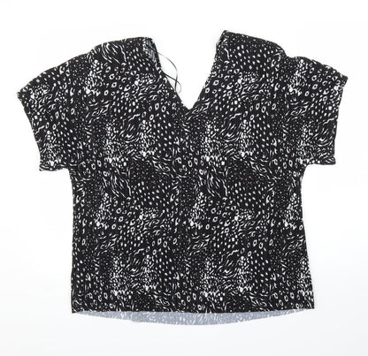F&F Womens Black Animal Print  Basic Blouse Size 10  - Leopard print