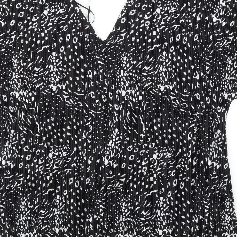 F&F Womens Black Animal Print  Basic Blouse Size 10  - Leopard print