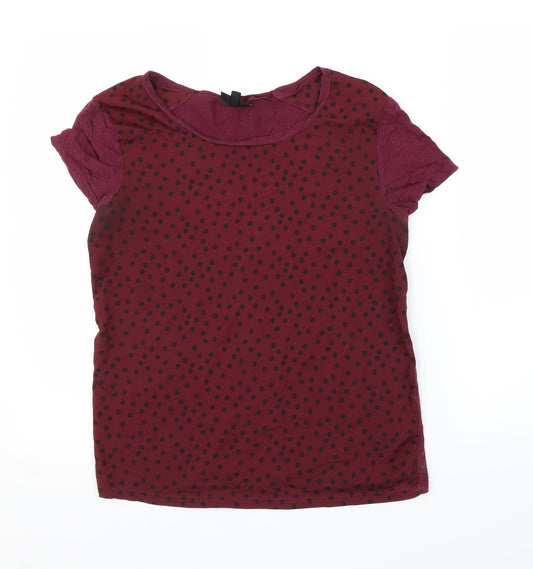 Topshop Womens Purple Polka Dot  Basic Blouse Size 8