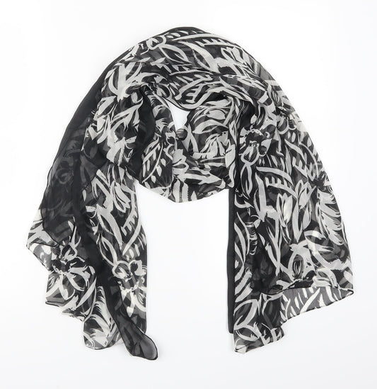 Preworn Womens Black Floral   Scarf   - Black and White