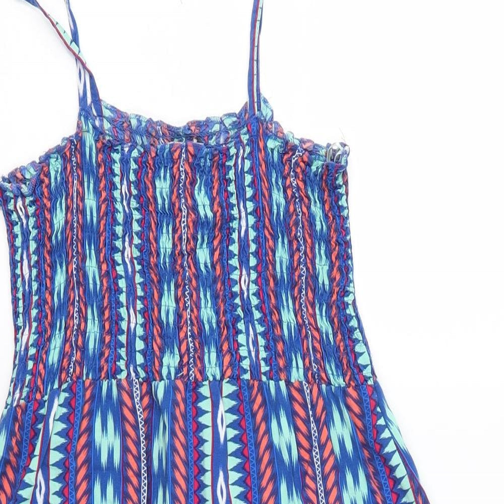 Papaya Womens Blue Geometric  Tank Dress  Size 8