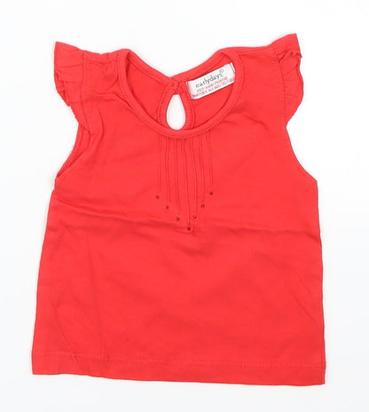 Additional front view of Early Days girls’ red basic t-shirt, size 12-18, months