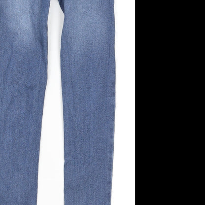 Brand and care label for Denim Co girls’ blue denim jegging jeans, size 9-10, years - distressed look