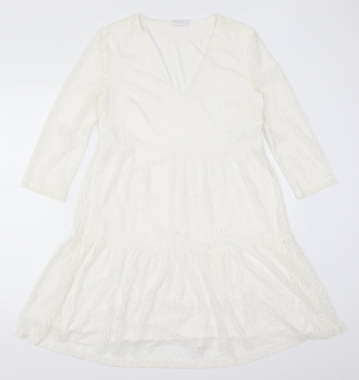 VILA Womens White  Lace Trapeze & Swing  Size S
