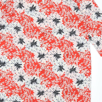 Dorothy Perkins Womens Red Floral  Basic T-Shirt Size 14