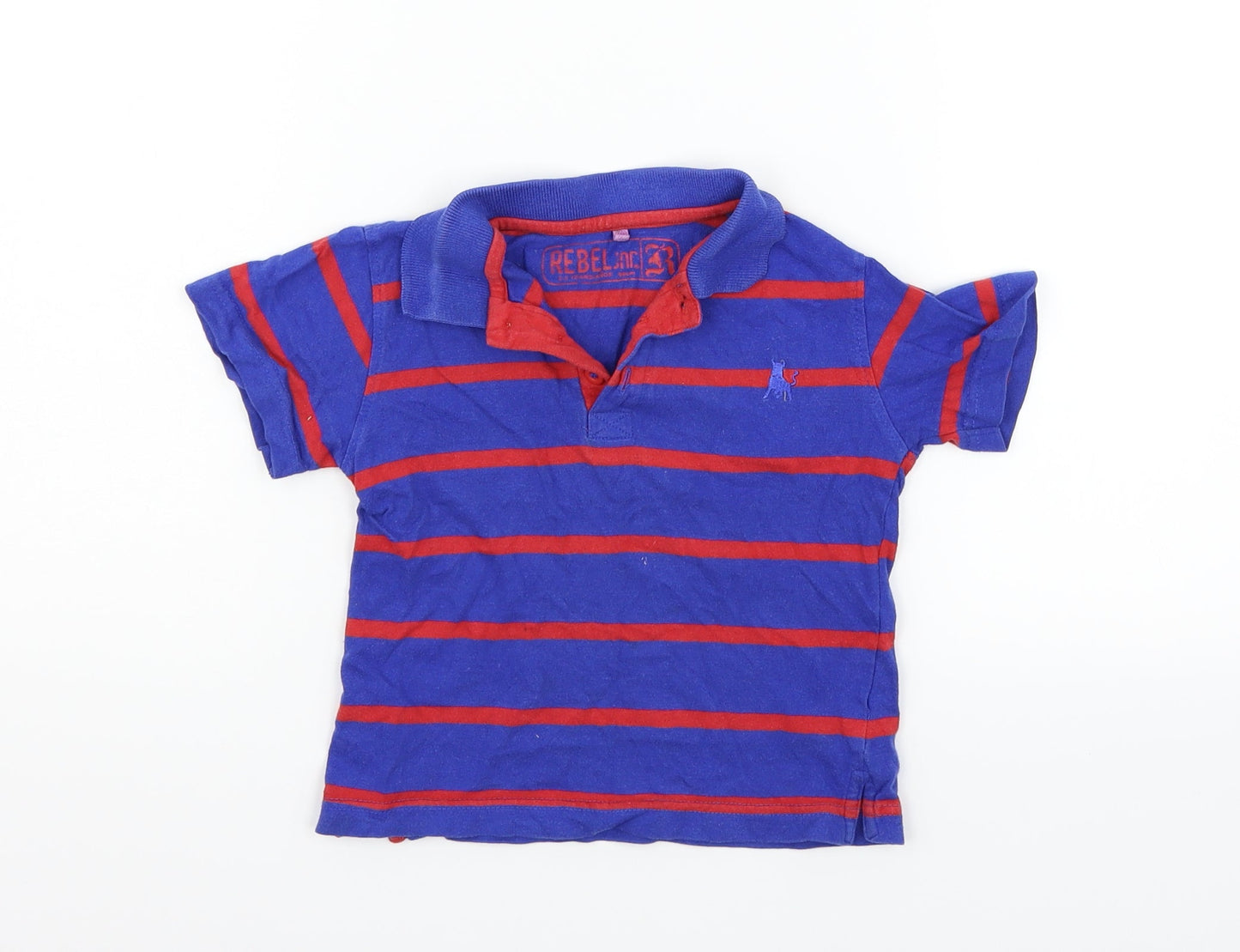 Rebel Boys Blue Striped  Basic Polo Size 2-3 Years
