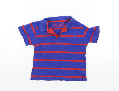 Additional front view of Rebel boys’ blue striped basic polo, size 2-3, years