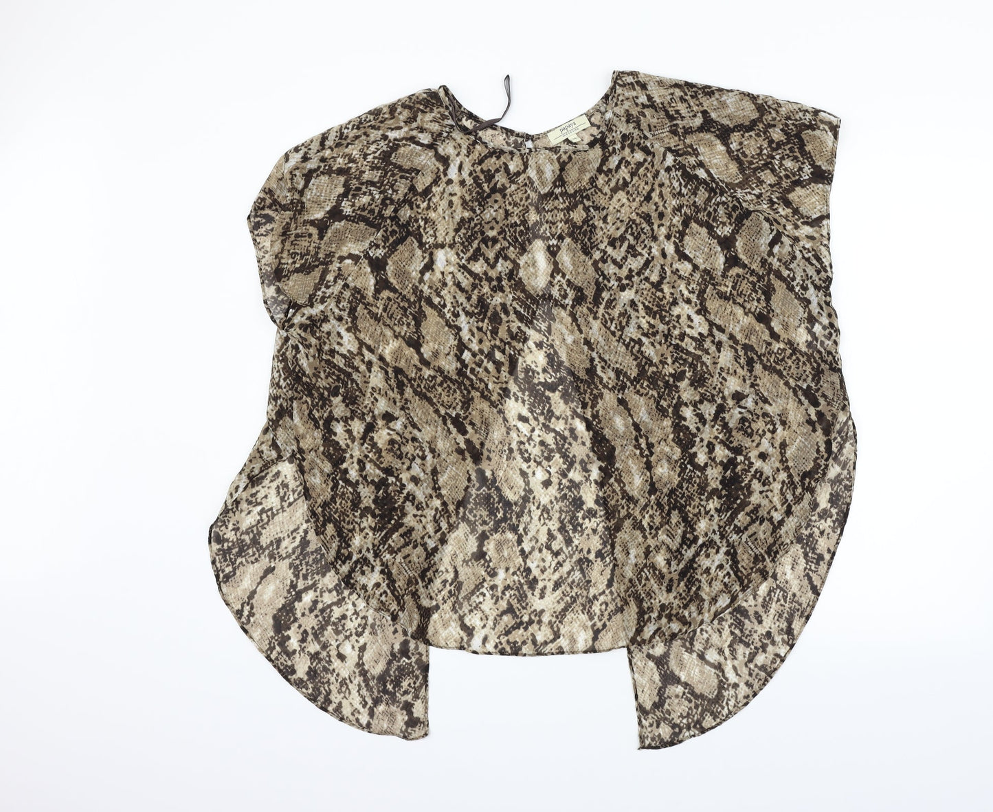 Papaya Womens Beige Animal Print  Basic Blouse Size 14