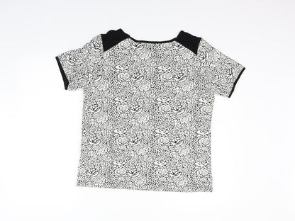 Preloved Debenhams Womens White Floral  Basic T-Shirt Size 14 - Back
