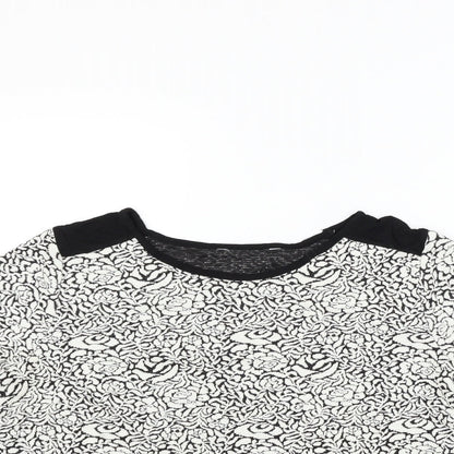 Preloved Debenhams Womens White Floral  Basic T-Shirt Size 14 - Detail