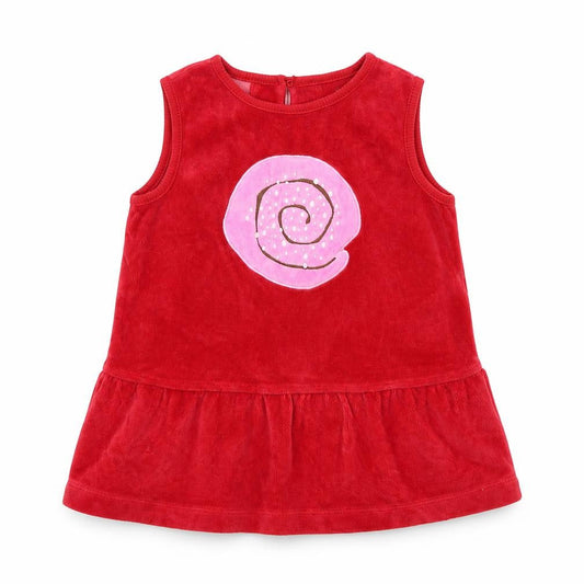 Front view of me&i girls’ red fit & flare, size 12-18, months