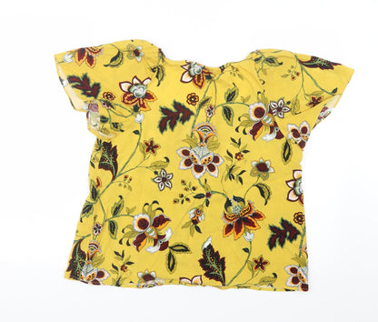 Preloved Warehouse Womens Yellow Geometric  Basic Button-Up Size 12 - Back