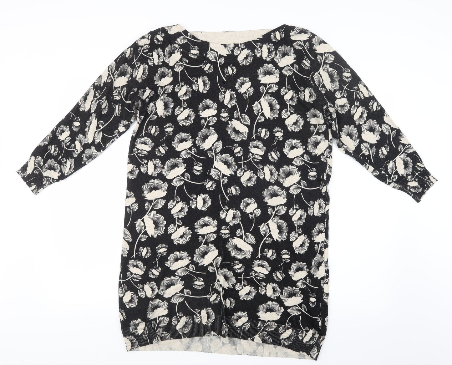 F&F Womens Black Floral  Pullover Jumper Size 18