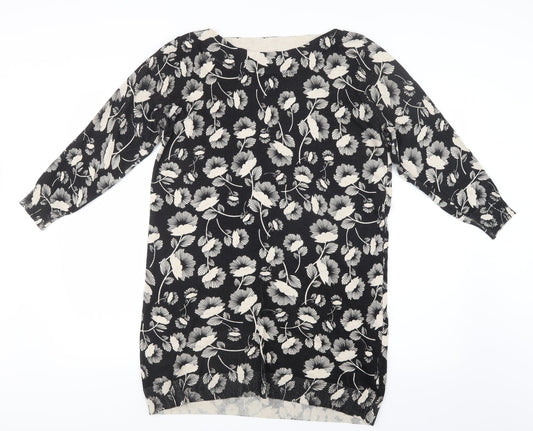 F&F Womens Black Floral  Pullover Jumper Size 18