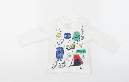 Additional front view of F&F boys’ white basic t-shirt, size 0-3, months
