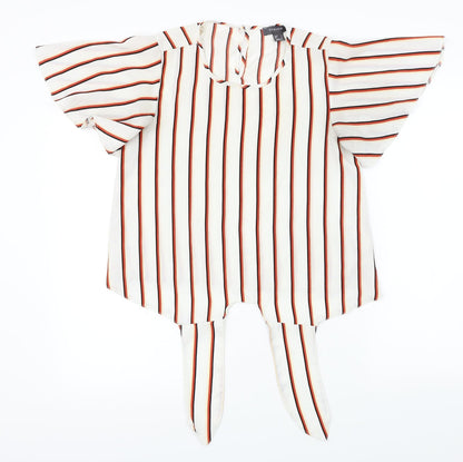 Preloved Primark  Womens White Striped  Basic Blouse Size 8 - Front